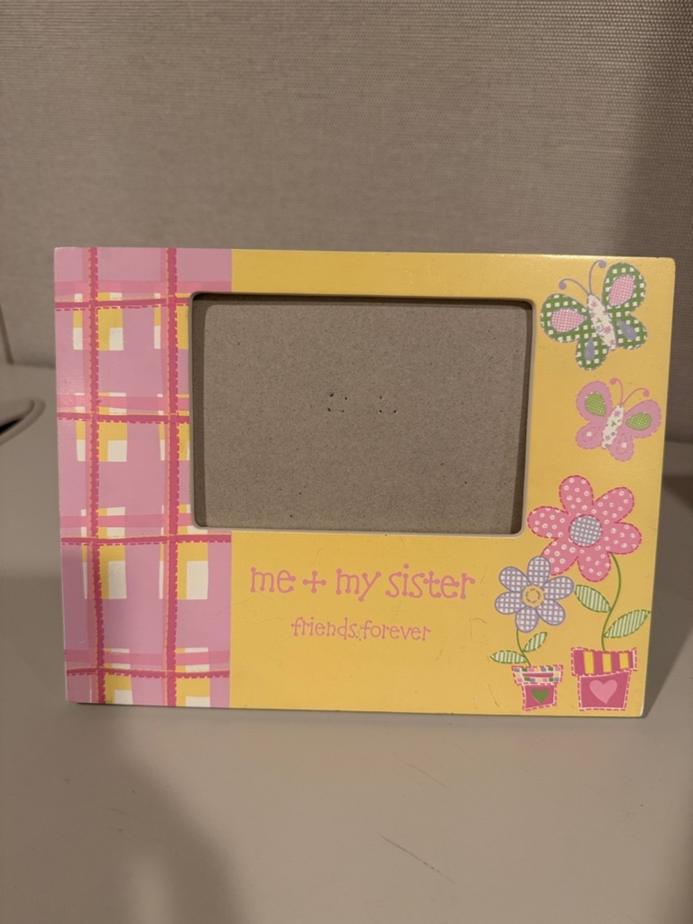 "Me + My Sister" Decorative Photo Frame - Yellow & Pink